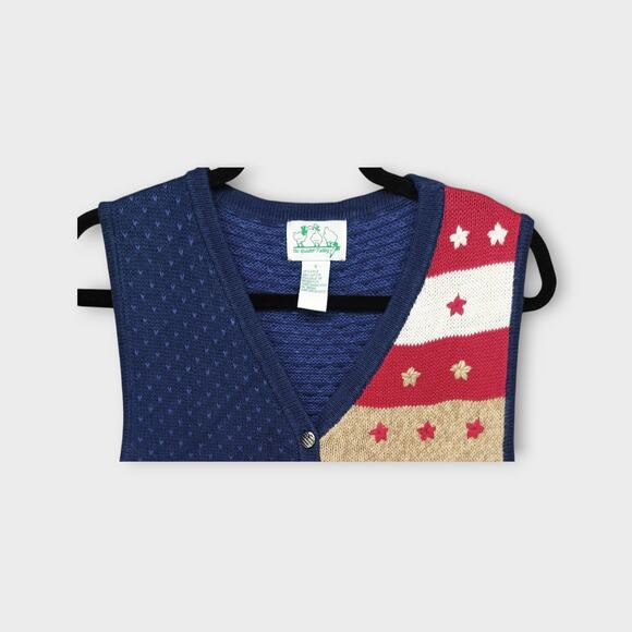 Womens The Quacker Factory Knit American Flag Patriotic Vest Size Small - Picture 3 of 6